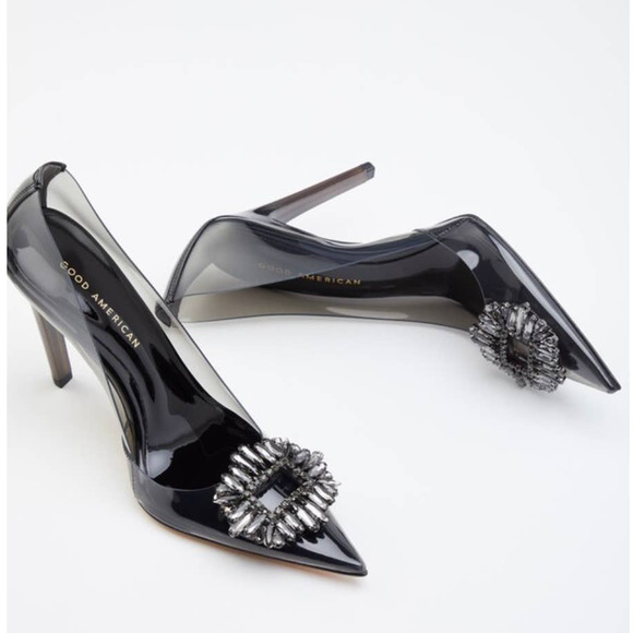 Good American Shoes - Good American Cinder-F*CKING-RELLA Jeweled Pump In Light Smoke Size 12 New